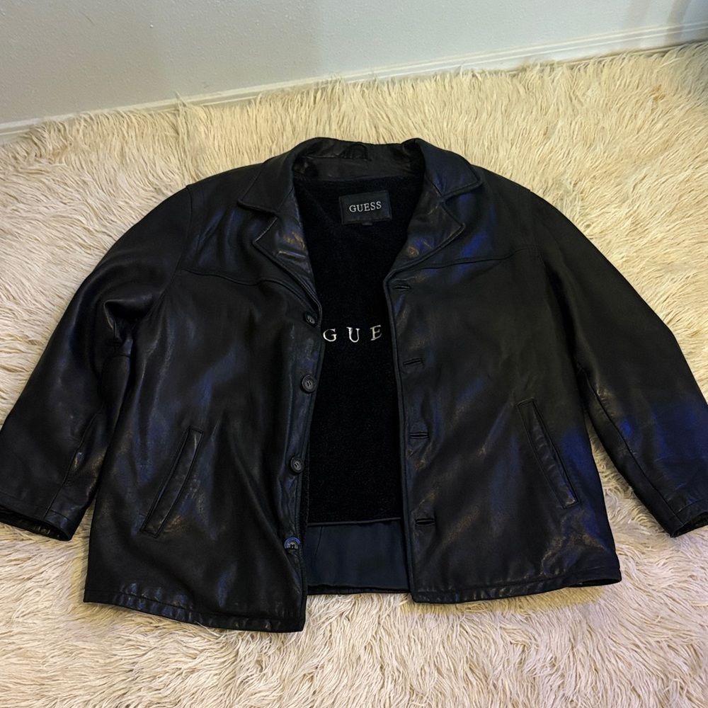 GUESS Men’s Black Leather Jacket